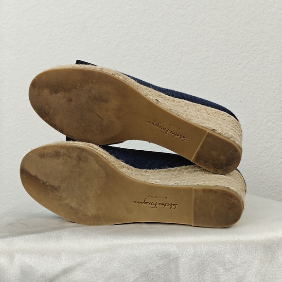 Salvatore Ferragamo Darley Espadrille Blue Denim Wedges Size 5C Women's - Picture 15 of 16